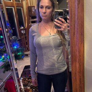 Elegant Gray Long Sleeve Women's Top